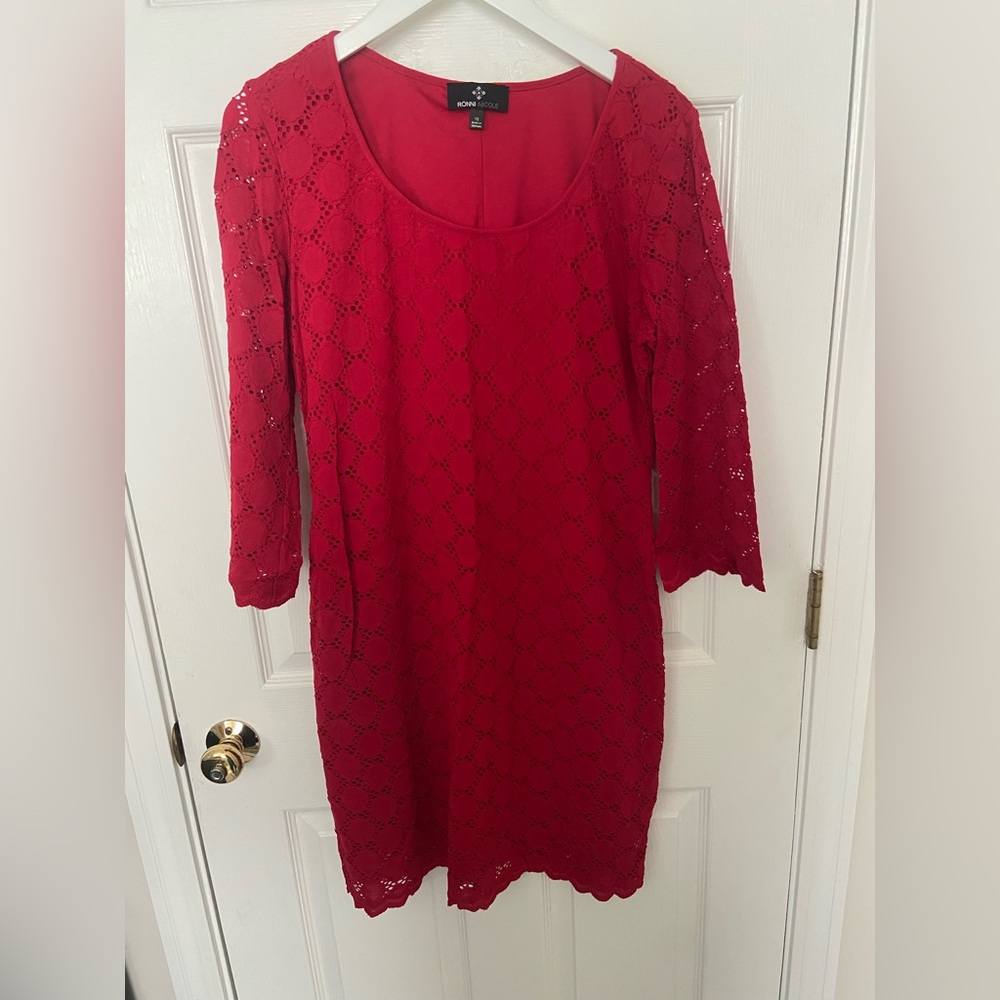 Ronni Nicole Red Lace Dress